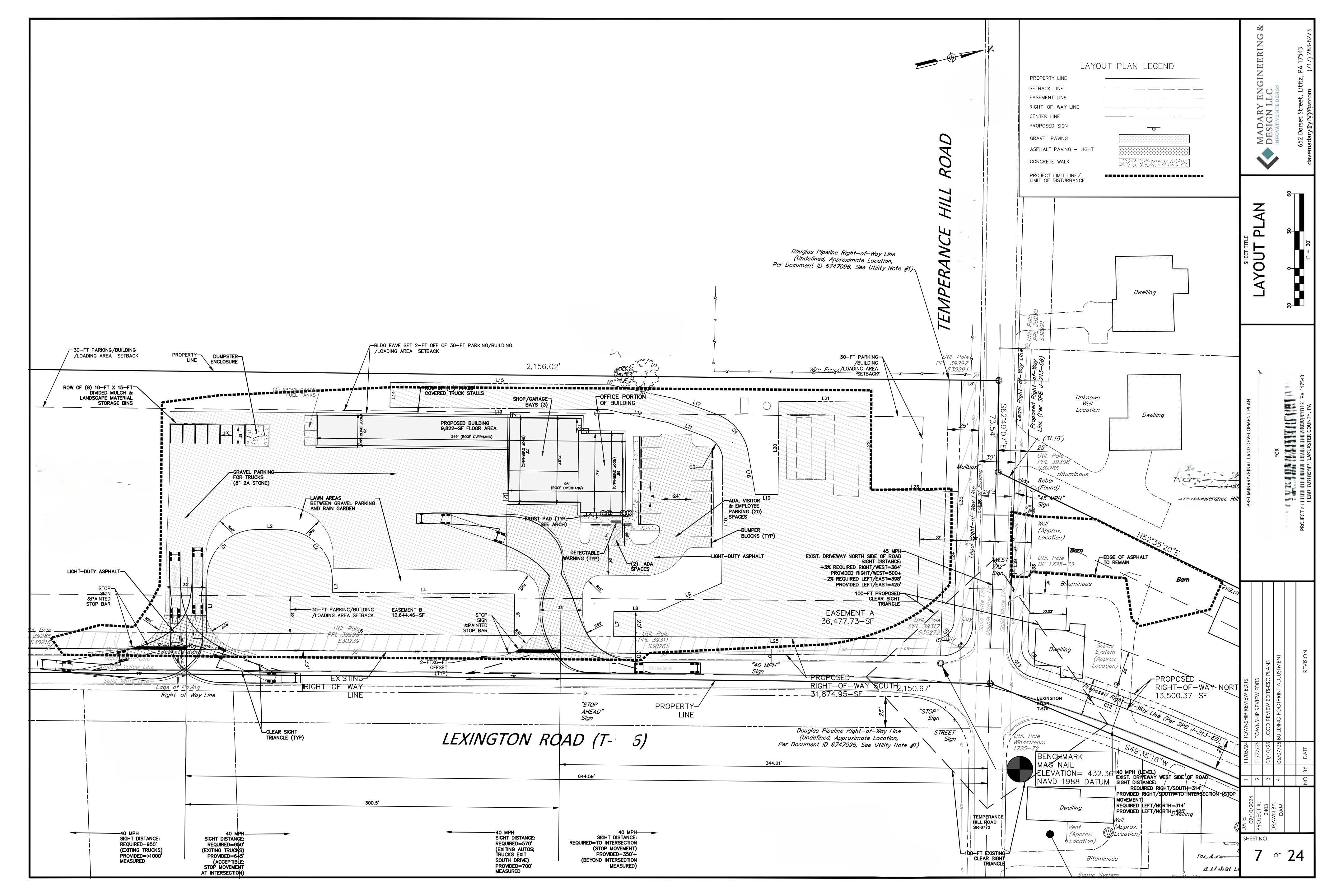 Land development layout plan for a commercial site